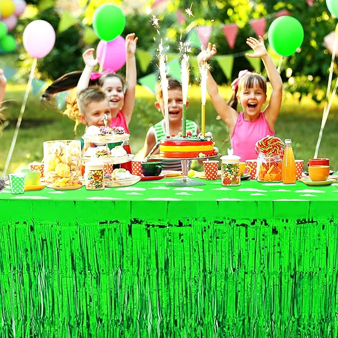 4 Pack 29x108 Inch Metallic Foil Fringe Tinsel Table Skirts - Image 7