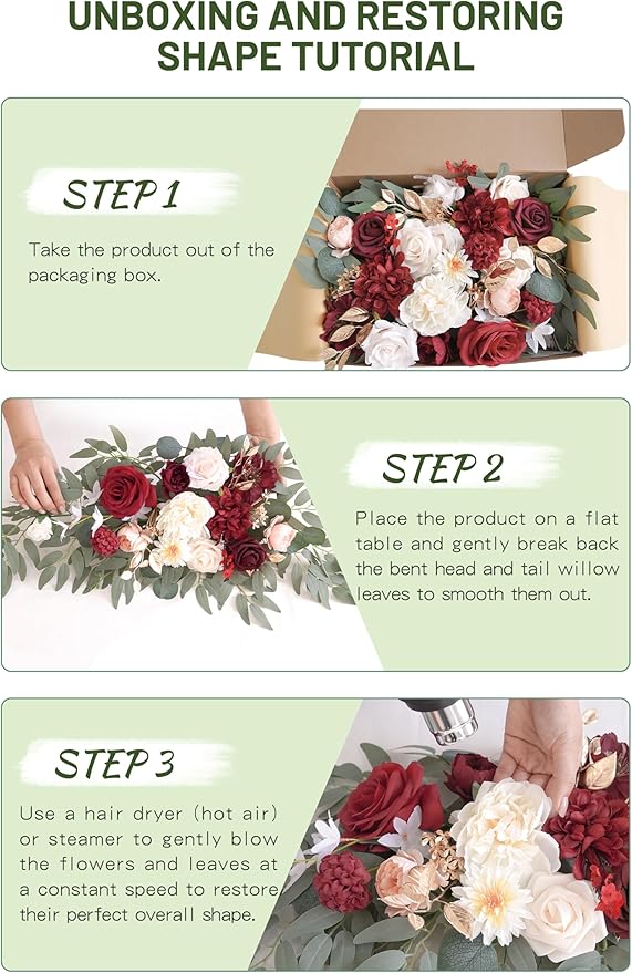 Faux Flower Swag Set of 2 for Wedding Welcome Signs Floral Swag Wedding - Image 8