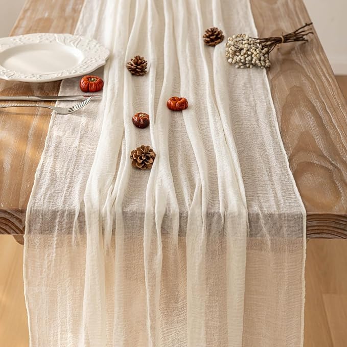 Cheesecloth Table Runner Ivory Cream White Gauze Rustic Cheese Cloth Spring - Image 5