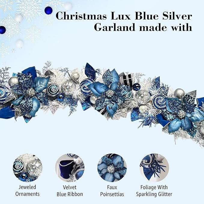 5 ft Christmas Garland for Mantle Unlit Garland for Stairs Railing, for Table - Image 4