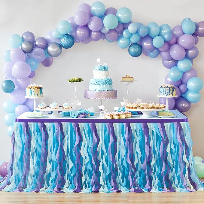 Partisky Mermaid Tulle Tutu Ruffle Curly Willow Table Skirt - Image 2