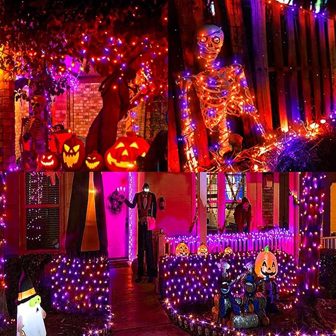 LAMPHOME 66ft Halloween Decorative Mini Lights, 200 LED Transparent Wire Fairy - Image 4
