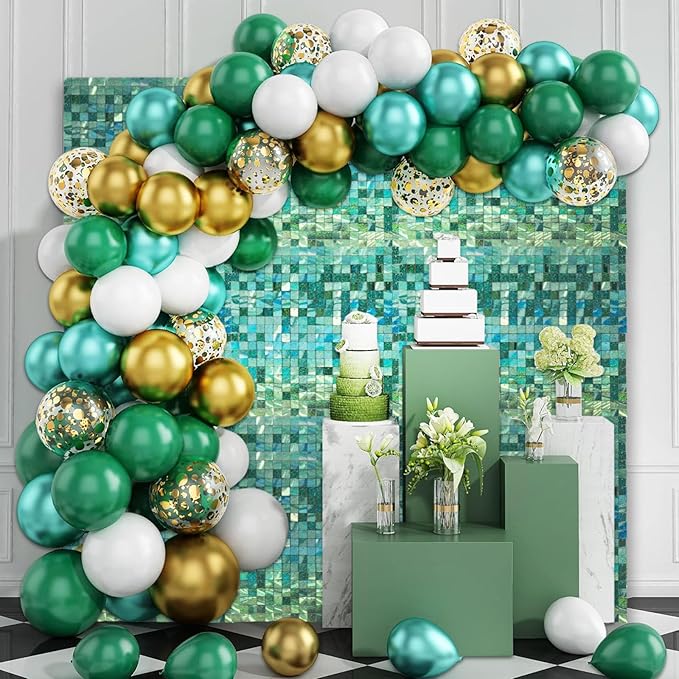 12PCS Light Green Shimmer Wall Backdrop, Laser Square Sequin Photo Backdrops - Image 4