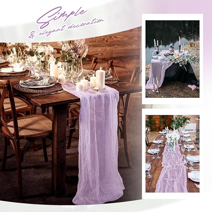 Aktor 12 Pack Lavender Table Runner Boho Cheesecloth Table Runner Semi Sheer - Image 7