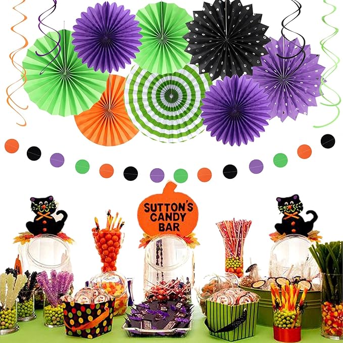 Orange Black Purple Green Party-Decorations - Image 6
