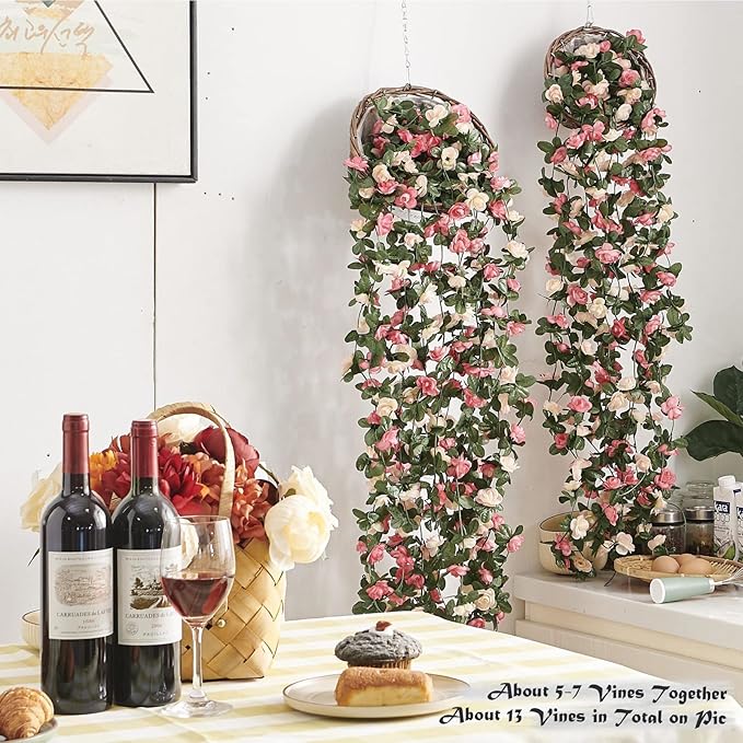 8 Pcs x 8.2 ft Flower Garland Artificial Rose Vine Flowers - Image 3
