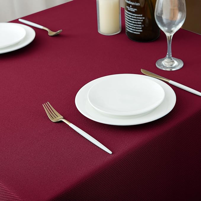 Biscaynebay Textured Fabric Christmas Rectangle Table Cloth 90x156 Inch - Image 7