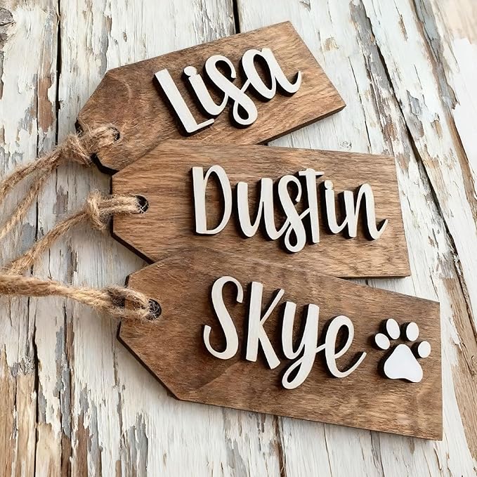 4Pcs Personalized Christmas Stocking Name Tags Custom Wooden Stocking Name Tag - Image 6