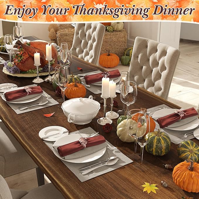 Remerry 8 Pcs Thanksgiving Napkin Ring Harvest Fall Leaf Pumpkin Holders Retro - Image 4