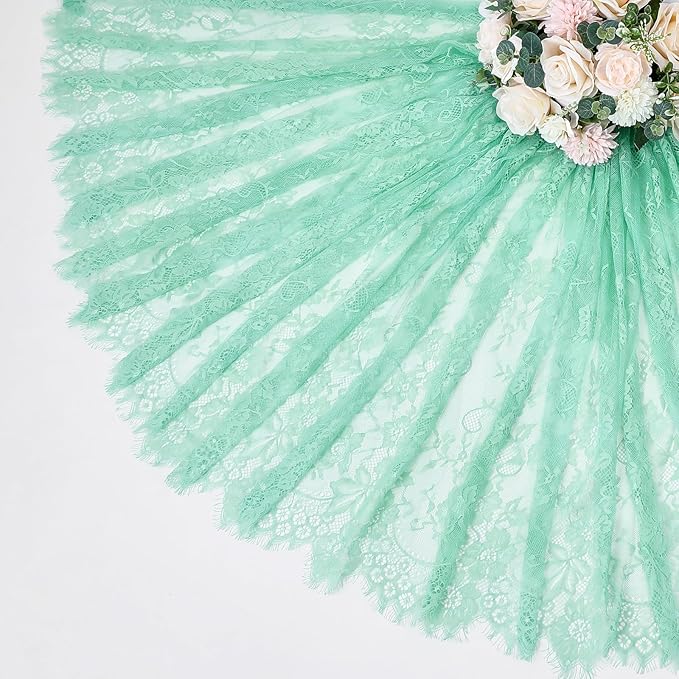 LuoluoHouse Green Lace Tablecloth 6pcs Table Fabric 60x120 Inch - Image 5
