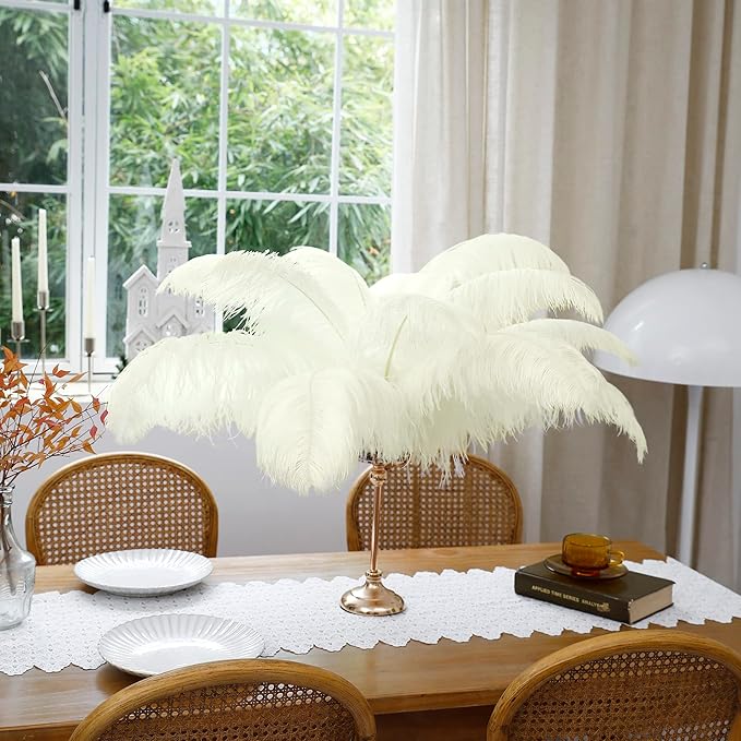 Beige Large Ostrich Feathers Bulk- 16-18 inches 10pcs - Image 5