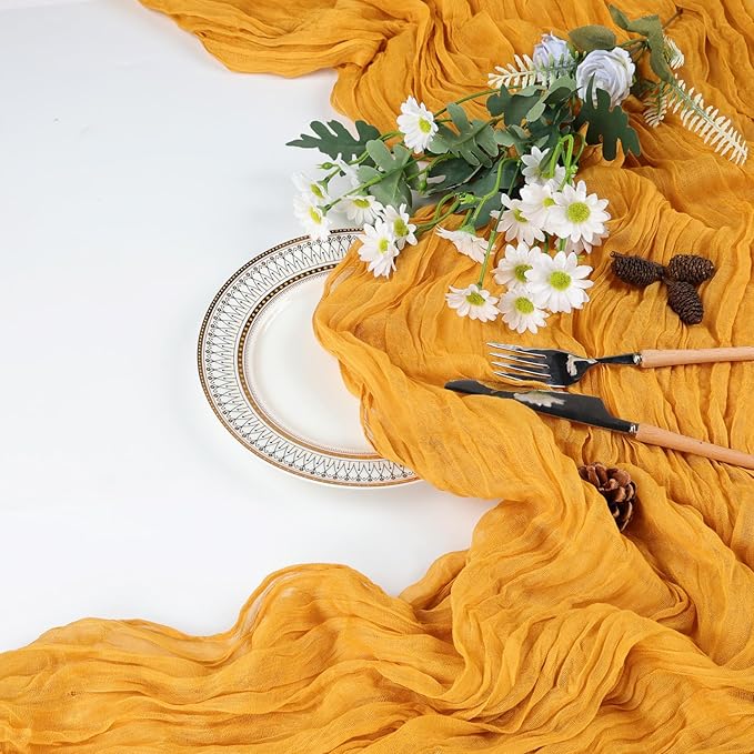 6 Pack Gold Cheesecloth Table Runner 10ft Boho Gauze Fabric Cheese Cloth Table - Image 7