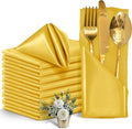12 Pieces Gold Satin Napkins, Silky Soft Smooth Washable Napkins by Eychei
