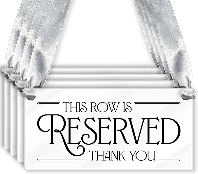 4 pcs Reserved Row Signs for Wedding, Acrylic Reserved Signs for Wedding Decor by MelroseRoots