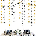 Black Gold 40th Birthday Decorations Number 40 Circle Dot Twinkle Star Garland by pinkblume