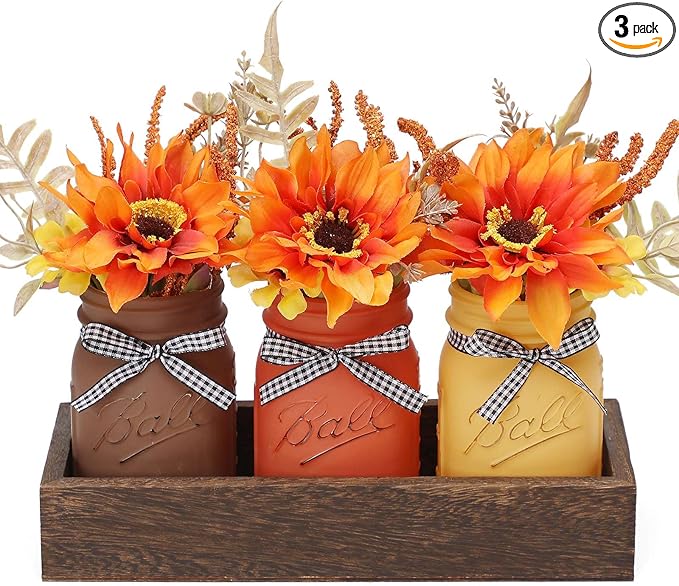 Fall Mason Jar Centerpiece for Table by SUPREMELIGHTS%C2%B72017%C2%B7