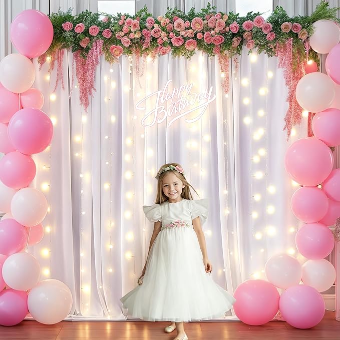 White Backdrop Curtains with Lights - Image 8