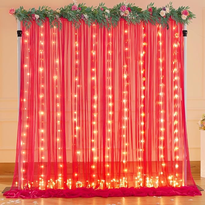 20×10ft Red Tulle Backdrop Curtain - Image 4
