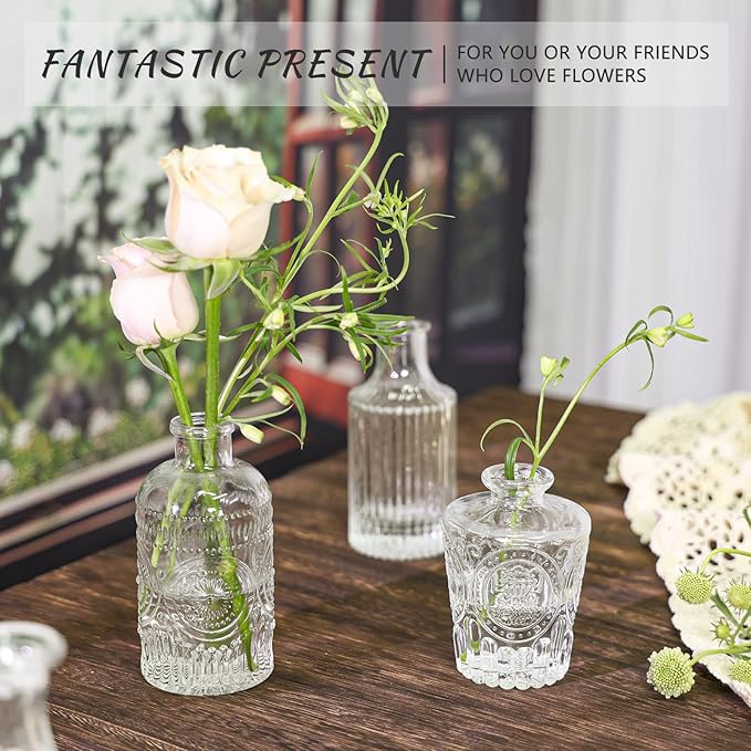 Glass Bud Vase Set of 5, Mini Vintage Vase - Image 6