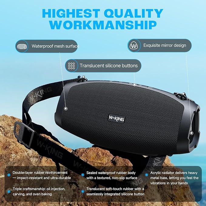 W-KING 120W Max Portable Speakers Bluetooth Wireless, IPX6 Waterproof Loud - Image 9