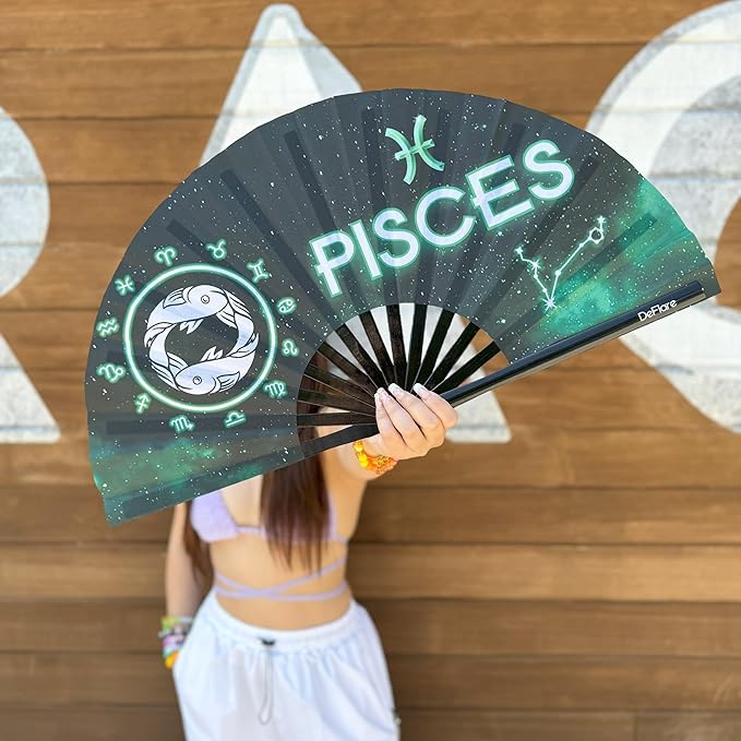 DeFlare | Cosmic Zodiac Rave Fan | Zodiac Sign Hand Fan | Astrology Rave Fan | - Image 4