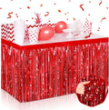 3 Pack 29 x108 Inch Red Foil Fringe Table Skirts Metallic Banner by Mebiornt