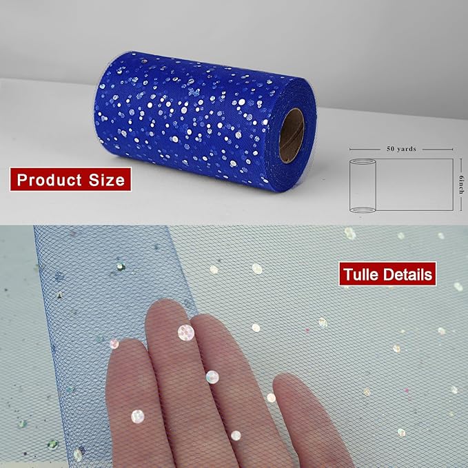 Glitter Tulle Rolls, 6” by 50 Yards Sequin Tule Netting Fabric Tulle - Image 3