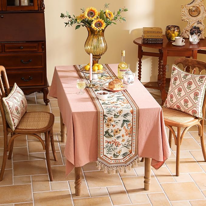 Vintage Linen Table Runner, Floral Table Runners 71 Inches Long, Soft and - Image 3
