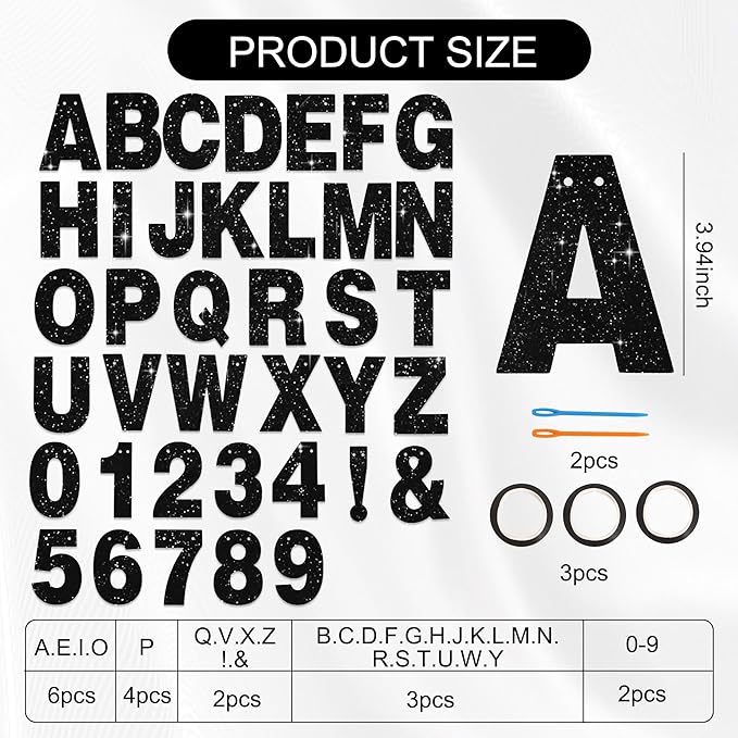 BEISHIDA 116 PCS A-Z Glitter Black DIY Letter Banner Kit Make Your Own - Image 2