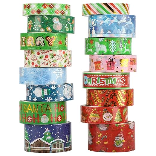 16 Rolls Christmas Washi Tape Holiday Masking Tape Red Green Christmas Wrapping by Sereliy