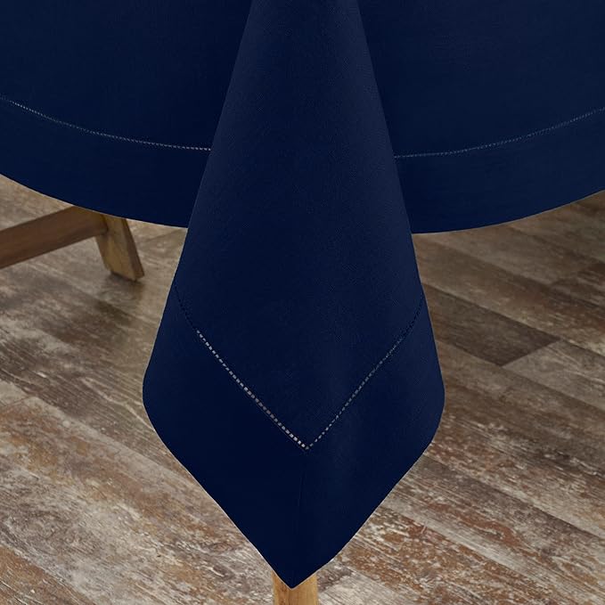 D'Moksha Homes Navy Blue Linen Tablecloth 60 x 108 Inch - Image 2