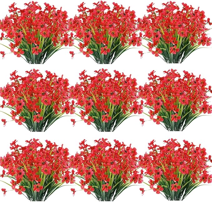 30 Bundles Artificial Flowers Outdoor UV Resistant Fake Flowers No Fade Faux by JEMONG