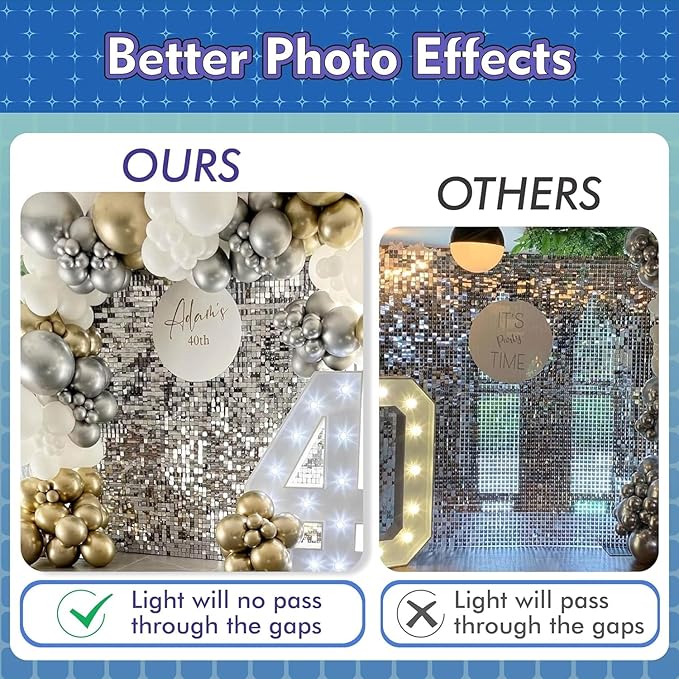 Qcity Emerald Green Shimmer Wall Backdrop 36PCS, Square Sequin Glitter Backdrop - Image 3