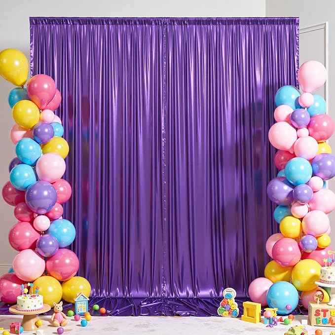 10x10 ft Purple Sequin Backdrop Curtain Panels by Htper