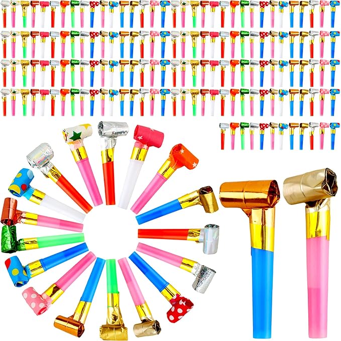 160 Pack Party Blowouts Noisemakers Colorful Party Whistles Blower Funny by Cagemoga