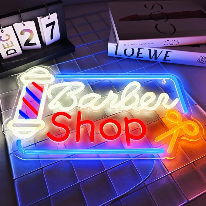 BarberShop Neon Sign Led Wall Window Decor Neon Light Up Barber Shop Station - Image 2