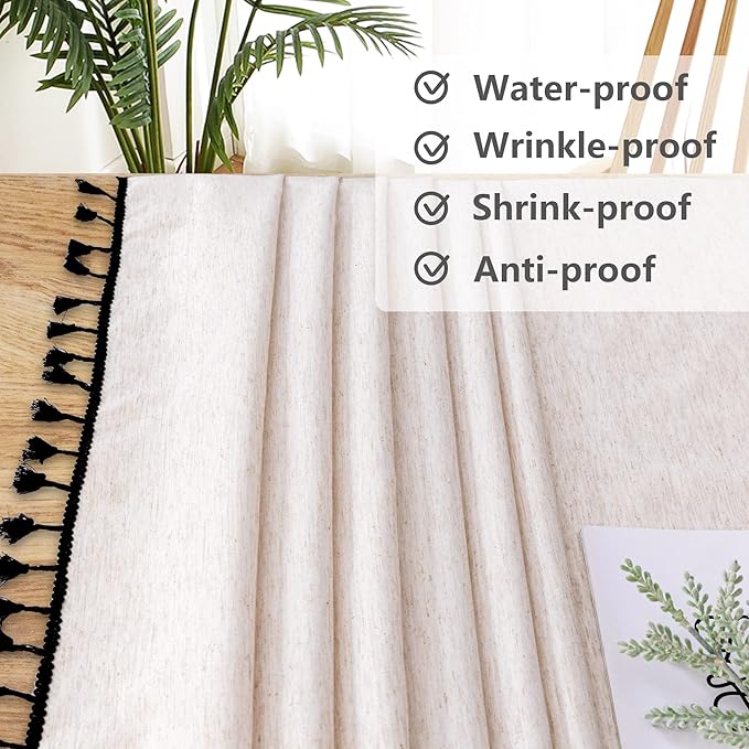 MYSKY HOME 60 Inch Round Cotton Tablecloth, Heavy Duty, Waterproof, Wrinkle - Image 5