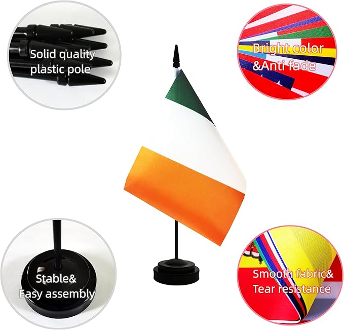 2 Pack Ireland Desk Flag, Irish Table Office Flag - Image 3