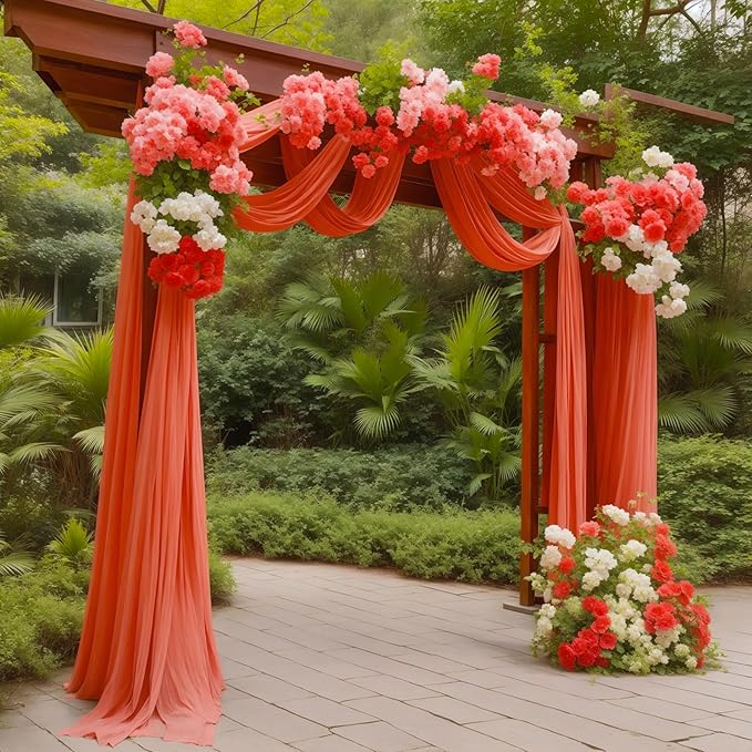 Arch Drapes for Wedding Arch Draping Fabric Terracotta Sheer Backdrop Curtain - Image 2
