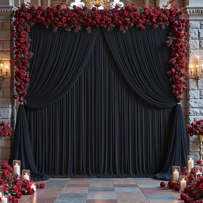 Black Tulle Backdrop Curtain for Parties Wedding, 10ft x 10ft Wrinkle Free - Image 4