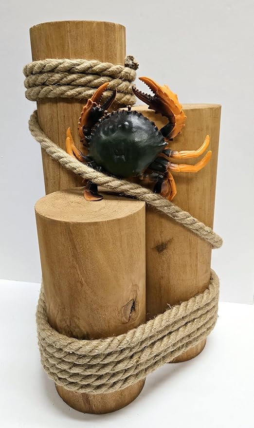 Set of 3 Nautical Wood Piling Decorations – Real Wooden Pier Posts - Image 3