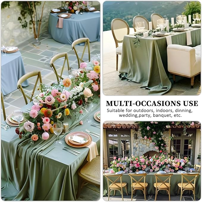 8 Pack Sage Green Tablecloth 60 x 102 Inch Rectangular Tablecloths - Image 6