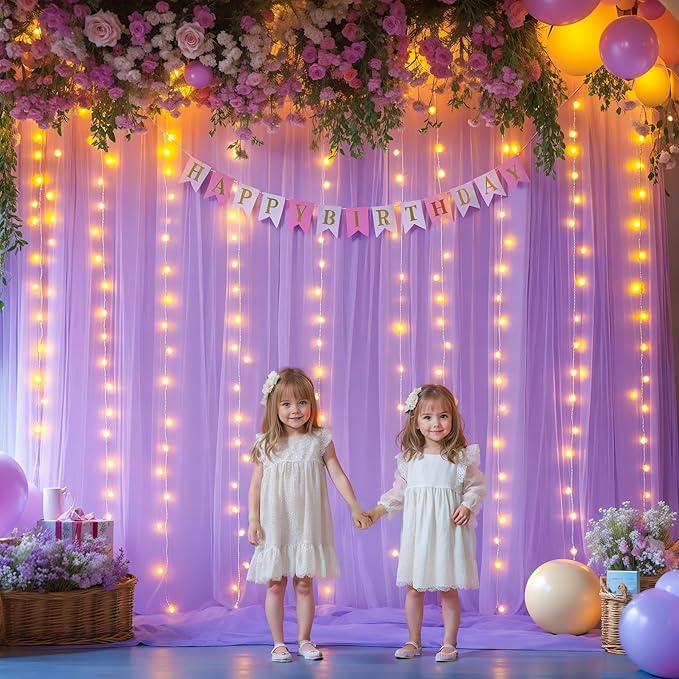 20x8ft Lavender Tulle Backdrop Curtains - Image 3