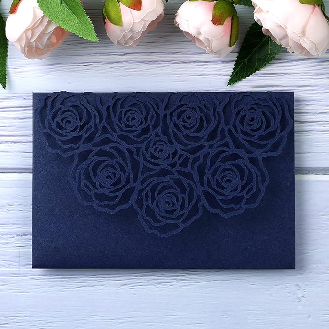 20 Pcs Laser Cut Wedding Invitations Card Pocket - Image 3