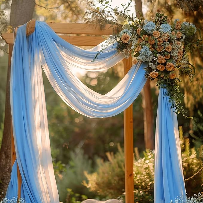 Wokceer Dusty Blue Wedding Arch Draping Fabric Backdrop 4 Panels 28.7" X 20FT - Image 7