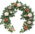 Ling's moment 5FT Artificial Flower Garland Rust Rose Leaves Floral Garland by LingsMoment