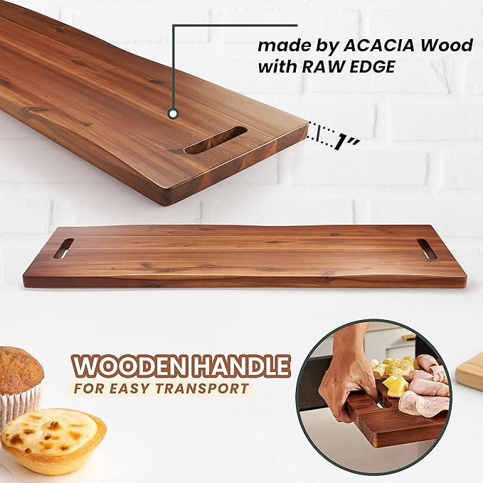 36" Large Acacia Wood Charcuterie Board - Image 4