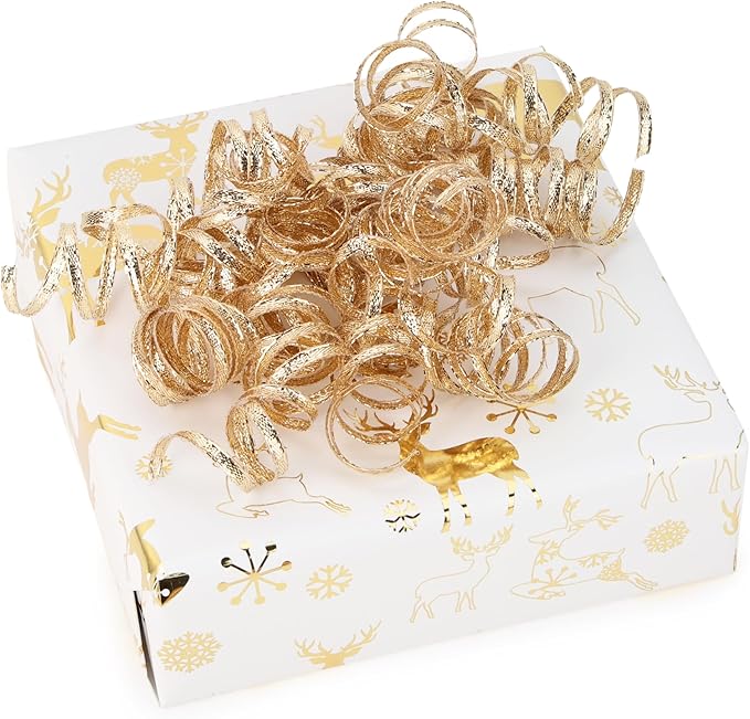 6" Metallic Champagne Christmas Curly Ribbon Bows - Image 3