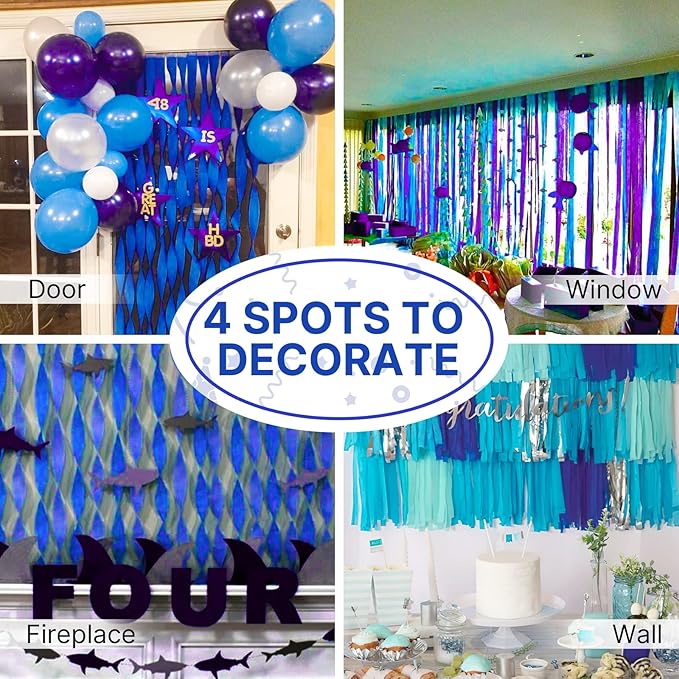 PartyWoo Blue Crepe Paper Streamers 4 Rolls 328 ft Pack of Royal Blue Crepe - Image 5