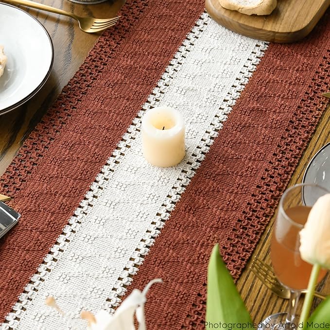 Artoid Mode Caramel Farmhouse Rustic Table Runner, Seasonal Hollow Kitchen - Image 4